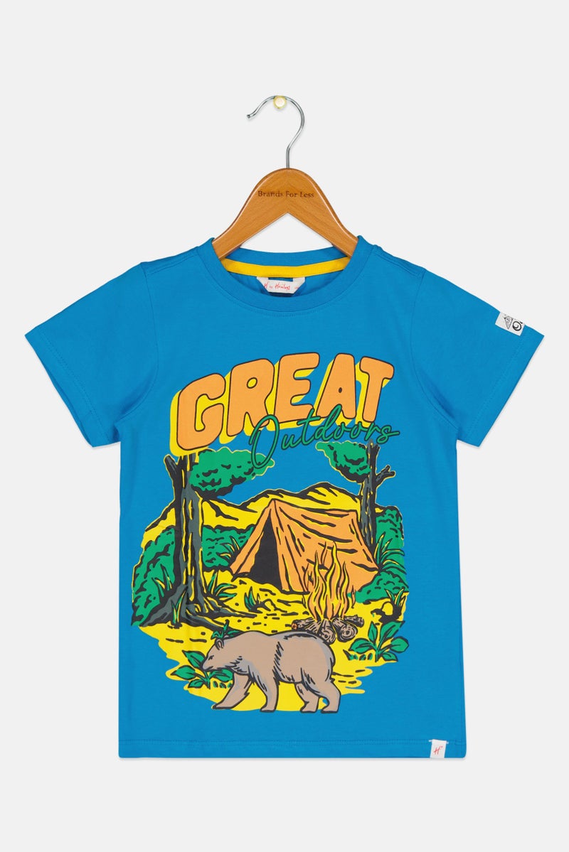 Hamleys Toddlers Boy Crew Neck Short Sleeves Graphic Print T-Shirt, Blue - Image 3